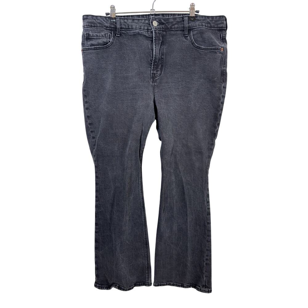 Old Navy Flare Jeans Womens 16 Petite Gray Extra High Rise Secret-Smooth Pockets